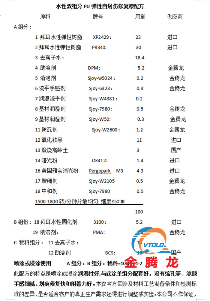 水性雙組分PU彈性自劃傷修復(fù)漆配方(圖1)